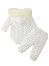 Load image into Gallery viewer, Baby Girl Hooded Romper & Pants Set