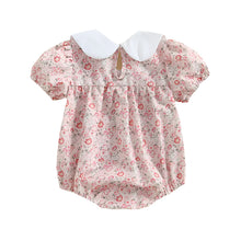 Load image into Gallery viewer, Floral Print Short Sleeve Bodysuit with Doll Collar