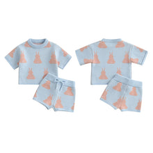 Load image into Gallery viewer, Toddler Girls Easter Outfit – Bunny Print T-Shirt and Shorts Set