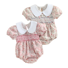 Load image into Gallery viewer, Floral Print Short Sleeve Bodysuit with Doll Collar
