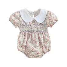 Load image into Gallery viewer, Floral Print Short Sleeve Bodysuit with Doll Collar