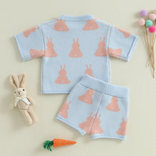 Load image into Gallery viewer, Toddler Girls Easter Outfit – Bunny Print T-Shirt and Shorts Set