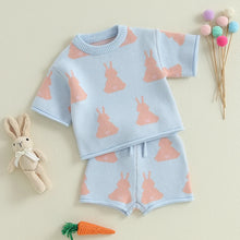 Load image into Gallery viewer, Toddler Girls Easter Outfit – Bunny Print T-Shirt and Shorts Set