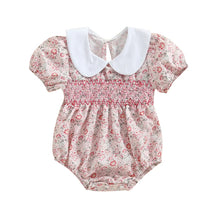 Load image into Gallery viewer, Floral Print Short Sleeve Bodysuit with Doll Collar