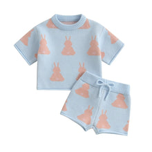 Load image into Gallery viewer, Toddler Girls Easter Outfit – Bunny Print T-Shirt and Shorts Set