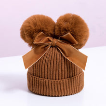 Load image into Gallery viewer, Pom Pom Bow Knit Hat - Little JQube