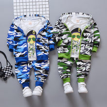 Load image into Gallery viewer, 3 PCS Camouflage Print Hooded Clothing Set - Little JQube
