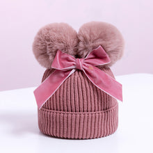 Load image into Gallery viewer, Pom Pom Bow Knit Hat - Little JQube