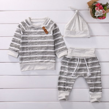 Load image into Gallery viewer, 3 Pcs Striped Print Casual Set - Little JQube