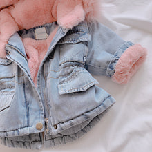 Load image into Gallery viewer, Denim Fur Hooded Winter Jacket - Little JQube
