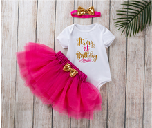 Load image into Gallery viewer, My First Birthday Letter Printed Top and Mesh Skirt - Little JQube