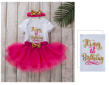 Load image into Gallery viewer, My First Birthday Letter Printed Top and Mesh Skirt - Little JQube