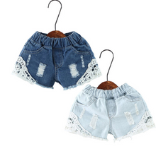 Load image into Gallery viewer, Lace Design Denim Shorts - Little JQube