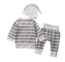 Load image into Gallery viewer, 3 Pcs Striped Print Casual Set - Little JQube