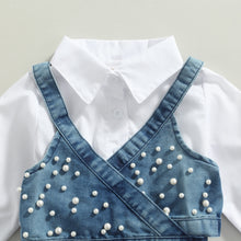 Load image into Gallery viewer, Denim Beaded Vest with Dress - Little JQube