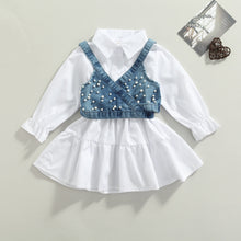 Load image into Gallery viewer, Denim Beaded Vest with Dress - Little JQube