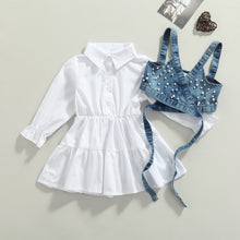 Load image into Gallery viewer, Denim Beaded Vest with Dress - Little JQube