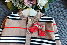 Load image into Gallery viewer, Knitted Striped Sweater and Pleated Skirt Set - Little JQube