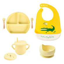 Load image into Gallery viewer, Waterproof Baby Bib with Bowl Sets - Little JQube