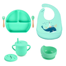Load image into Gallery viewer, Waterproof Baby Bib with Bowl Sets - Little JQube