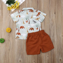 Load image into Gallery viewer, Animal Print Shirt &amp; Solid Brown Pants 2-Piece Gentleman Set
