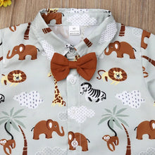 Load image into Gallery viewer, Animal Print Shirt &amp; Solid Brown Pants 2-Piece Gentleman Set
