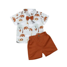 Load image into Gallery viewer, Animal Print Shirt &amp; Solid Brown Pants 2-Piece Gentleman Set
