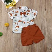 Load image into Gallery viewer, Animal Print Shirt &amp; Solid Brown Pants 2-Piece Gentleman Set
