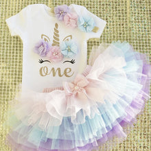 Load image into Gallery viewer, 3 PCS 1 Year Old Top and Tutu Skirt Set - Little JQube
