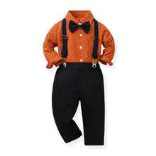 Load image into Gallery viewer, Long Sleeve Bowtie Shirt and Suspenders Pants - Little JQube
