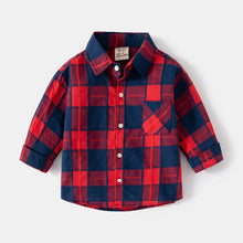 Load image into Gallery viewer, Boys&#39; Long Sleeve Plaid Shirt - Little JQube
