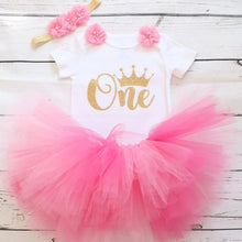 Load image into Gallery viewer, 3 PCS 1 Year Old Top and Tutu Skirt Set - Little JQube
