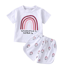 Load image into Gallery viewer, Toddler Girls Summer Vibe Print Top and Short Set.
