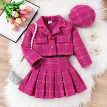 Load image into Gallery viewer, Toddler Girl&#39;s Solid Color Classic Grid Houndstooth Sets - Little JQube
