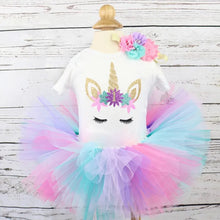 Load image into Gallery viewer, 3 PCS 1 Year Old Top and Tutu Skirt Set - Little JQube
