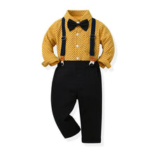 Load image into Gallery viewer, Long Sleeve Bowtie Shirt and Suspenders Pants - Little JQube
