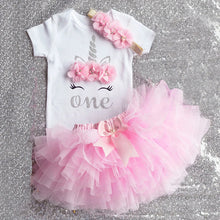 Load image into Gallery viewer, 3 PCS 1 Year Old Top and Tutu Skirt Set - Little JQube
