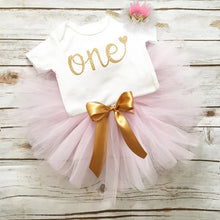 Load image into Gallery viewer, 3 PCS 1 Year Old Top and Tutu Skirt Set - Little JQube
