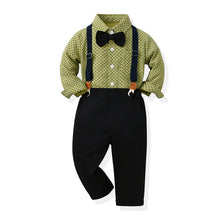 Load image into Gallery viewer, Long Sleeve Bowtie Shirt and Suspenders Pants - Little JQube
