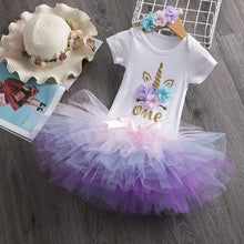 Load image into Gallery viewer, 3 PCS 1 Year Old Top and Tutu Skirt Set - Little JQube
