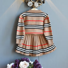 Load image into Gallery viewer, Knitted Striped Sweater and Pleated Skirt Set - Little JQube
