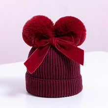 Load image into Gallery viewer, Pom Pom Bow Knit Hat - Little JQube
