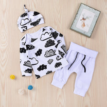 Load image into Gallery viewer, Cloud Doodle Print Set with Beanie - Little JQube
