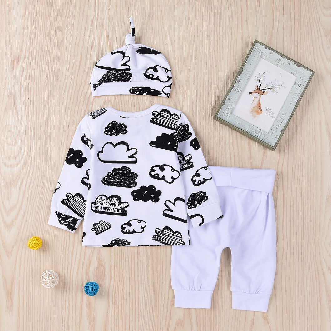 Cloud Doodle Print Set with Beanie - Little JQube