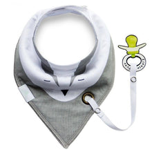 Load image into Gallery viewer, Bandana Bib with Pacifier Clip - Little JQube
