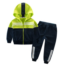 Load image into Gallery viewer, 2 PCS Zipper Striped Tracksuit - Little JQube
