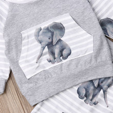 Load image into Gallery viewer, Striped Elephant Pattern Outfit - Little JQube
