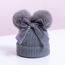 Load image into Gallery viewer, Pom Pom Bow Knit Hat - Little JQube
