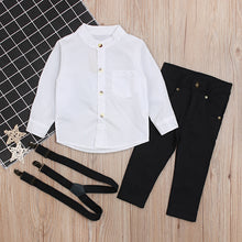 Load image into Gallery viewer, 3 Pcs Boys Suspender and Shirt Set - Little JQube
