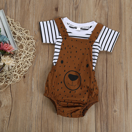 Bear Print Strap Two-Piece Set - Little JQube